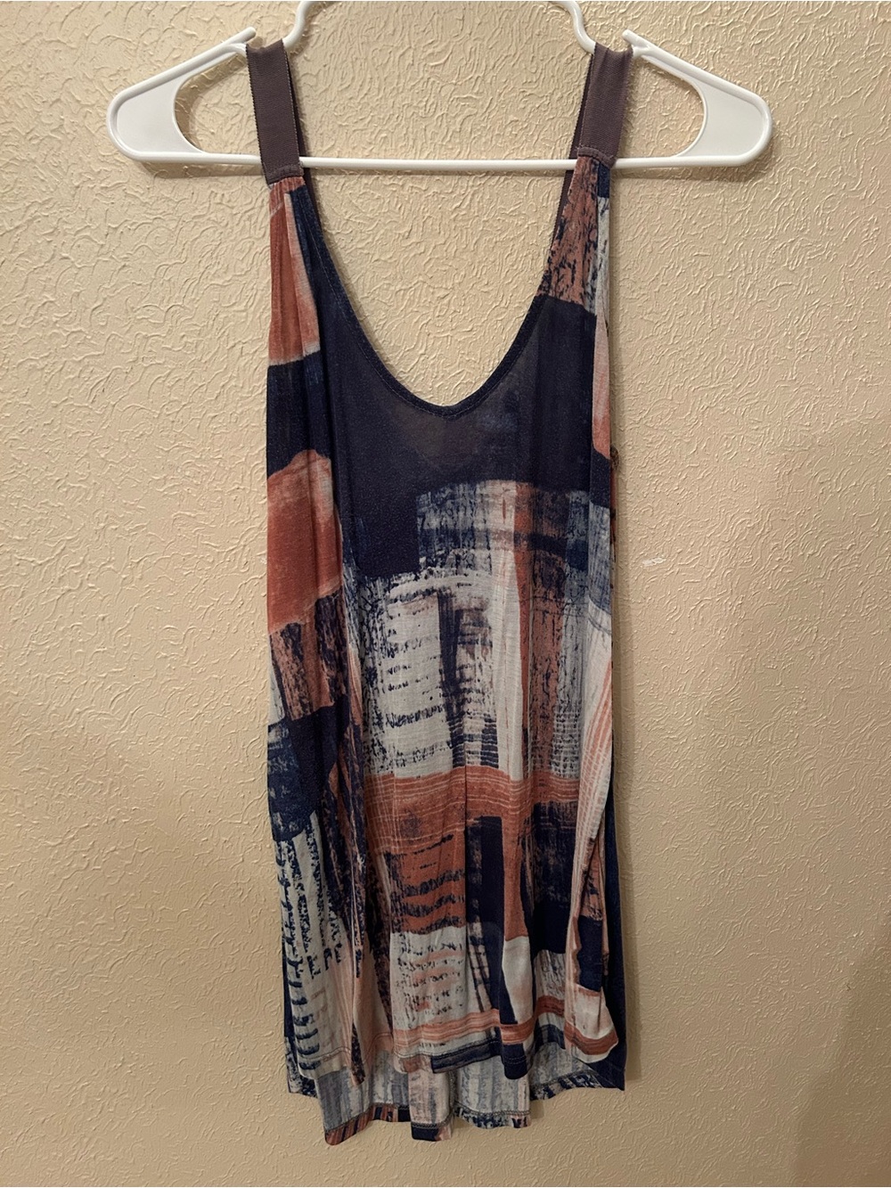 Abstract Print Tank Top - Navy & Rust